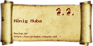 Hönig Huba névjegykártya